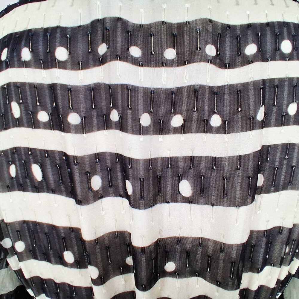 Cynthia Rowley Sicily Silk Wrap Dress Black White Smocked Waist Cap Sleeve Size - Picture 7 of 13